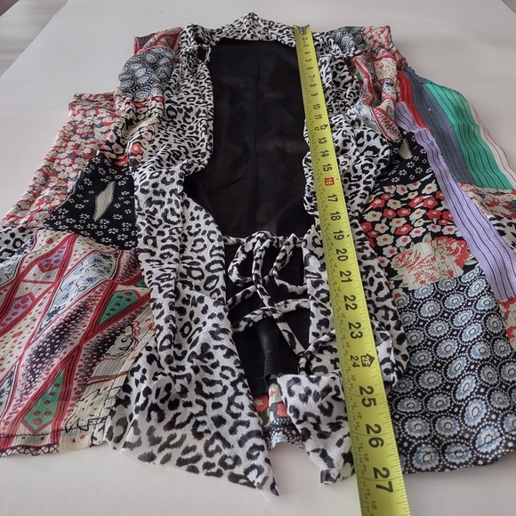 ‼️ SOLD ‼️ Sasha Fabiani Sz M-L Patchwork style Mesh/Chiffon Vest Side pockets - Picture 15 of 16